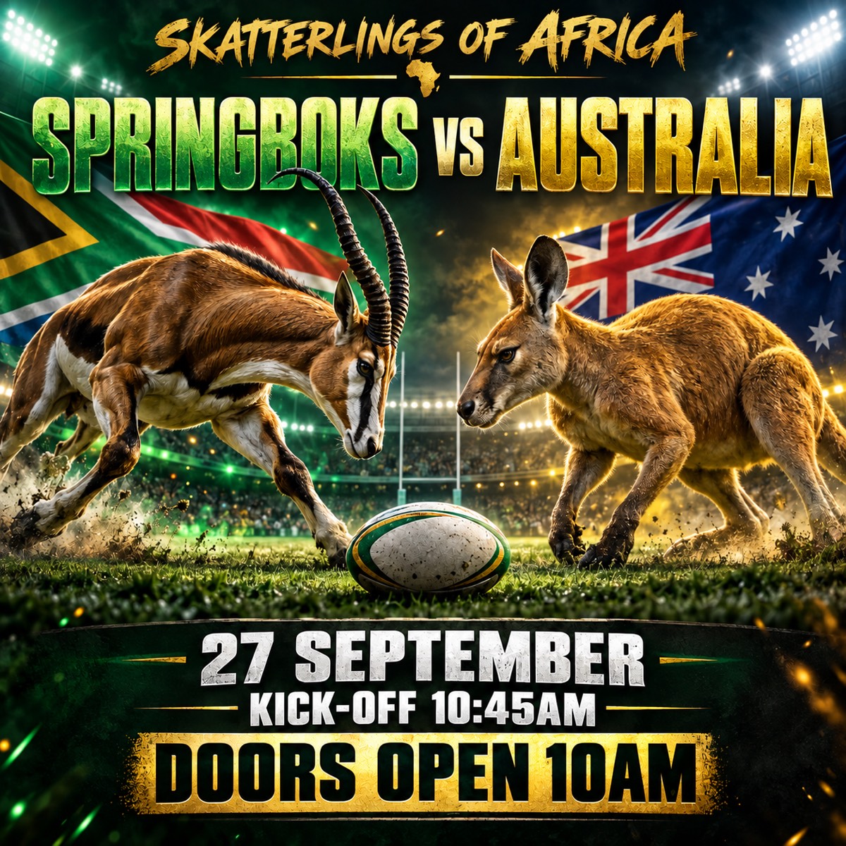Springboks vs Aussies at Skatterlings Of Africa!!